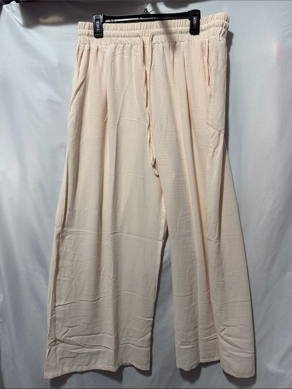 Casual Wide-Leg Drawstring Pants in Soft Blush